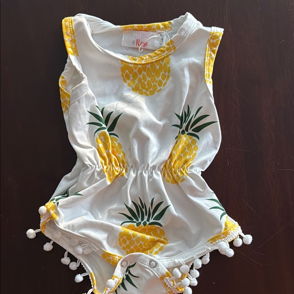Kids Pineapple Print One Piece - White and Yellow